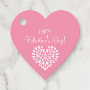Simple Heart White on Pink Happy Valentine's Day Favour Tags