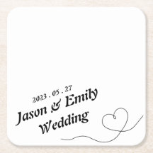 Simple Heart With Name Wedding Coasters