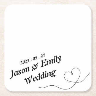 Simple Heart With Name Wedding Coasters