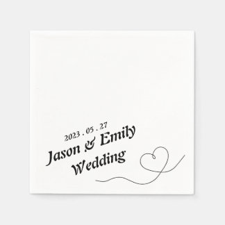 Simple Heart With Name Wedding Napkins