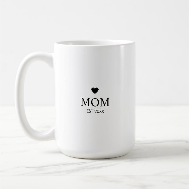 Simple Heart Year Established Mum Coffee Mug (Left)