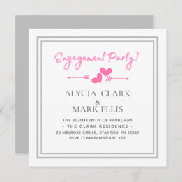 Simple Hearts Engagement Party Invitation