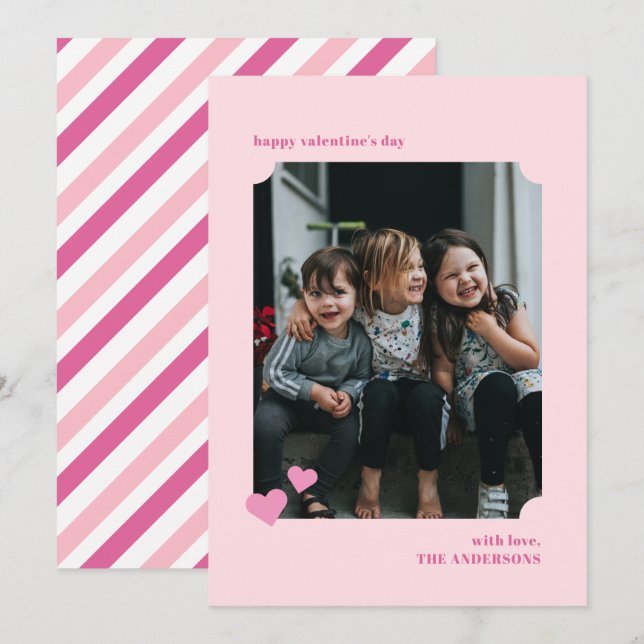 Simple Hearts Ticket Frame Valentine's Photo Card (Front/Back)