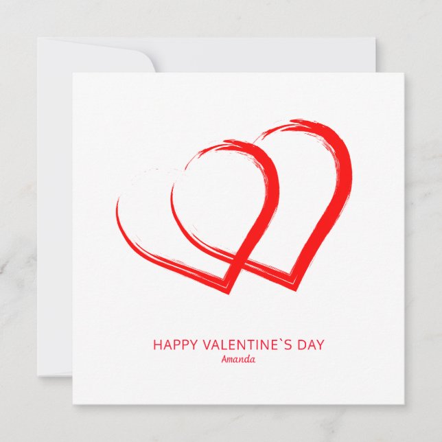 Simple Hearts Valentine`s day Modern Holiday Card (Front)
