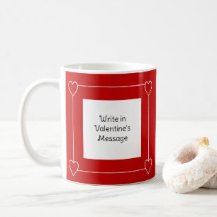 Simple Hearts Valentine's Day Add Message to Red Coffee Mug