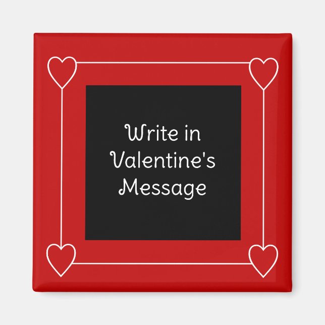 Simple Hearts Valentine's Day Add Message to Red Magnet (Front)