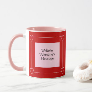 Simple Hearts Valentine's Day Add Message to Red Mug
