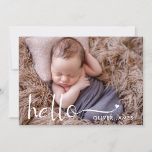 Simple Hello Baby Photo Birth Announcement