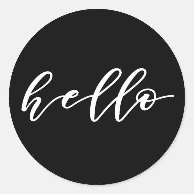 Simple Hello Design in Beautiful Typography Script Classic Round Sticker (Front)