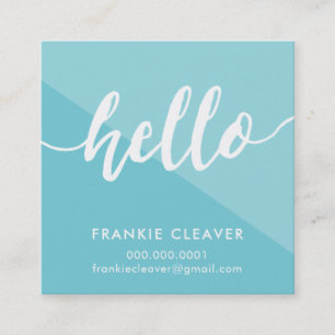 SIMPLE HELLO SCRIPT hand drawn type mod geometric Square Business Card