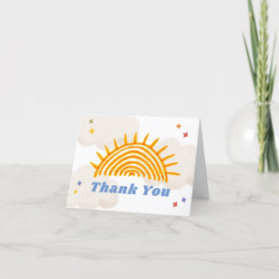 Simple Here Comes The Son Sunshine Baby Shower  Thank You Card