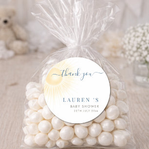 Simple Here Comes The Sun Boy Baby Shower Favour Classic Round Sticker