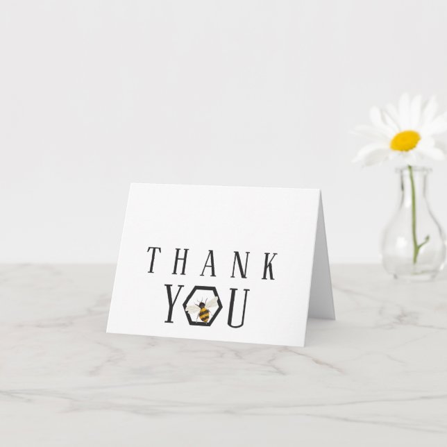Simple Hexagon Shape Honey Bee Thank You Card (Small Plant)