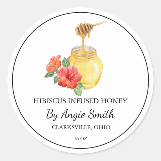 Simple Hibiscus Infused Honey Label (Front)