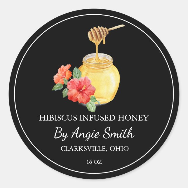 Simple Hibiscus Infused Honey Label (Front)