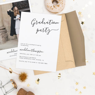 Simple High School College Photo Graduation Party Invitation
