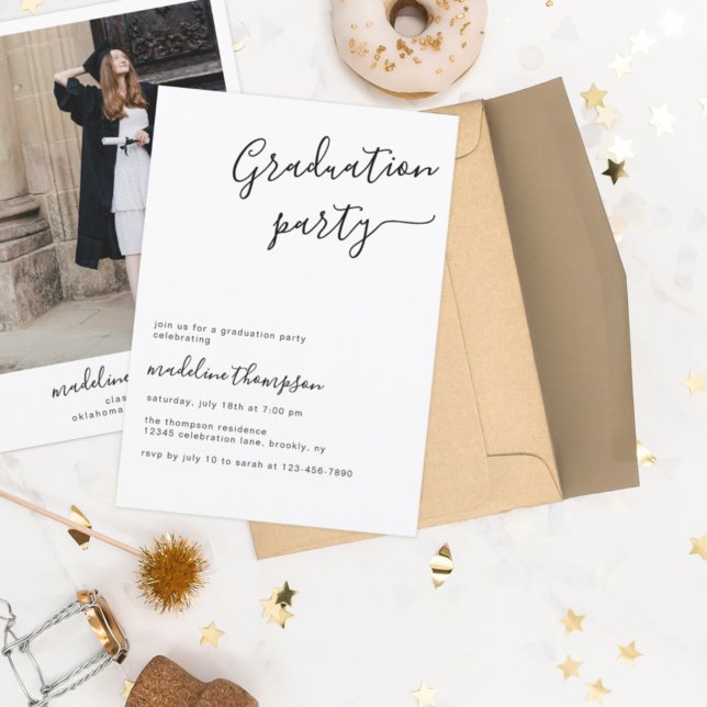 Simple High School College Photo Graduation Party Invitation (Creator Uploaded)