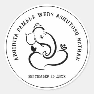 Simple Hindu Wedding Ganesha Classic Round Sticker