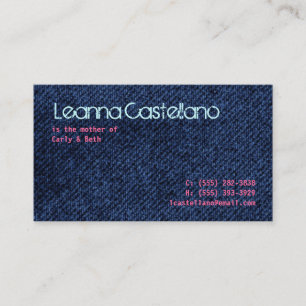 Simple Hip Denim Mummy Calling Business Cards