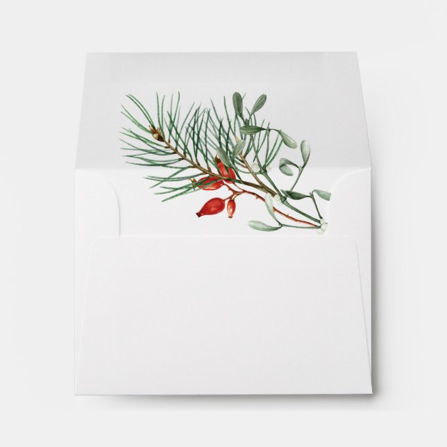 Simple Holiday Botanical Wedding Envelope (Back (Bottom))
