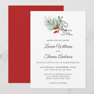 Simple Holiday Botanical Wedding Invitation
