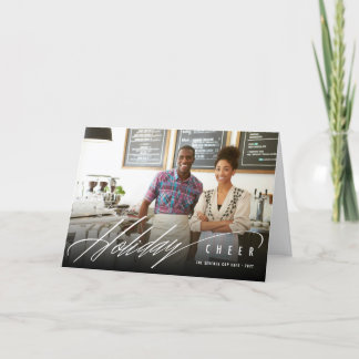 Simple Holiday Cheer Script Modern Photo Business Card