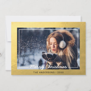 Simple Holiday Christmas Gold Foil   PHOTO Card