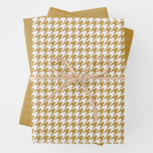 Simple Holiday houndstooth Aztec Gold Wrapping Paper Sheet