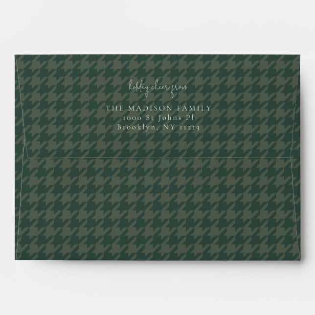 Simple Holiday houndstooth Green personalised  Envelope (Back (Top Flap))