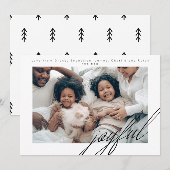 Simple Holiday Joyful Photo Personalised Card (Front/Back)