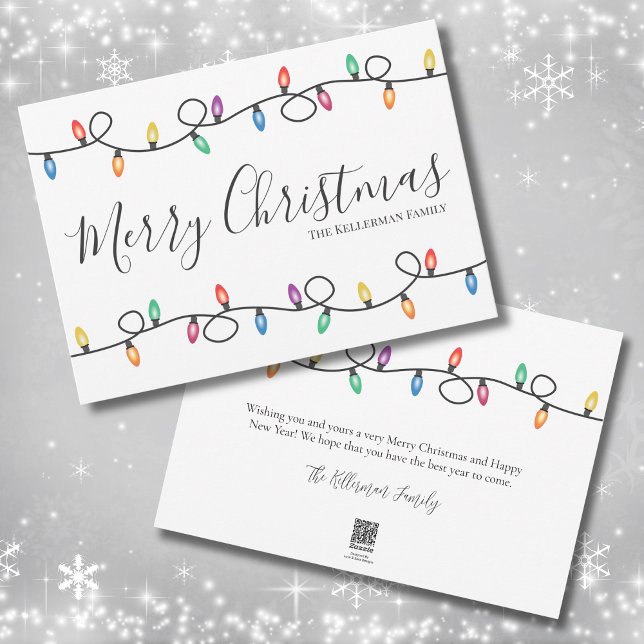 Simple Holiday Lights Merry Christmas Card (Simple Festive Holiday Lights Merry Christmas Card )
