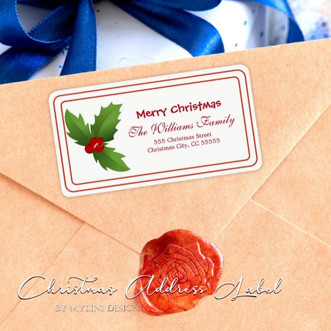 Simple Holly Berries Watercolor Christmas Address Label (Creator Uploaded)