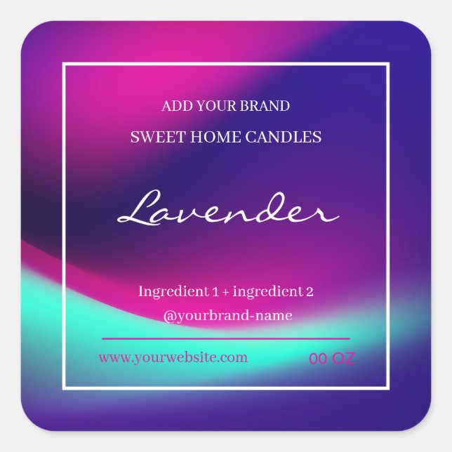 Simple Holographic lavender ingredients product Square Sticker (Front)