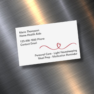 Simple Home Health Aide Business Card Magnet