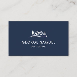 Simple Home Logo Navy Blue Realtor, Real Estate Business Card