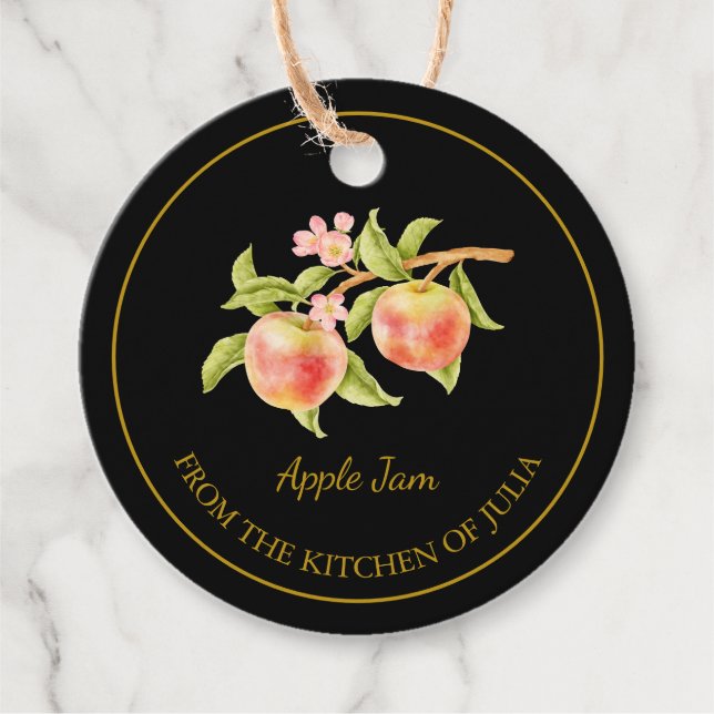 Simple Homemade Apple Jam Hang Tag l Black (Front)