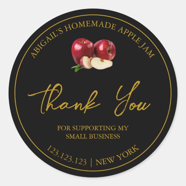 Simple Homemade Apple Jam Thank You Label (Front)