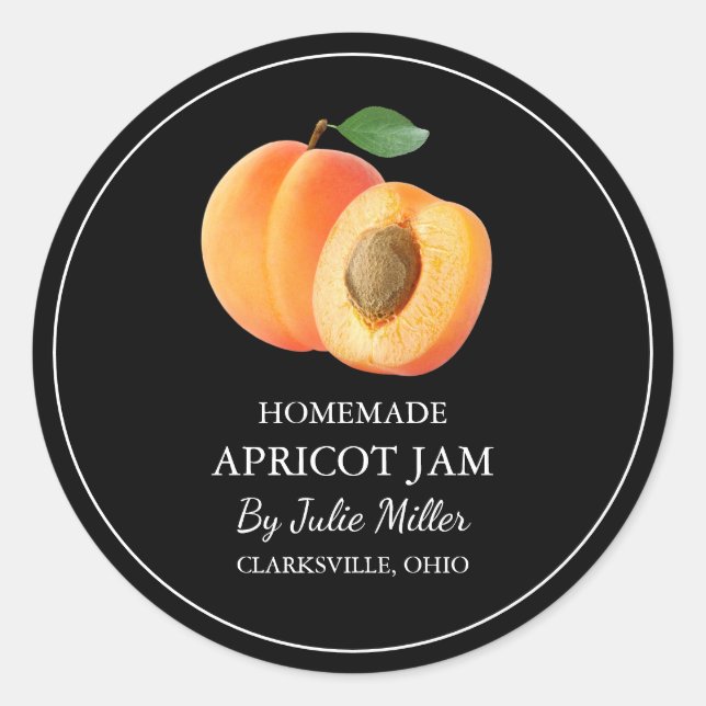 Simple Homemade Apricot Jam Label (Front)