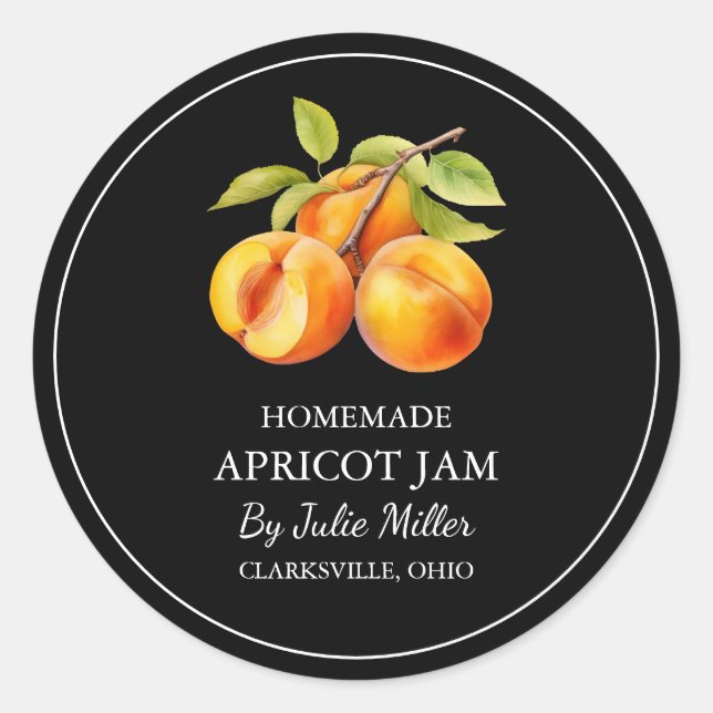 Simple Homemade Apricot Jam Label (Front)