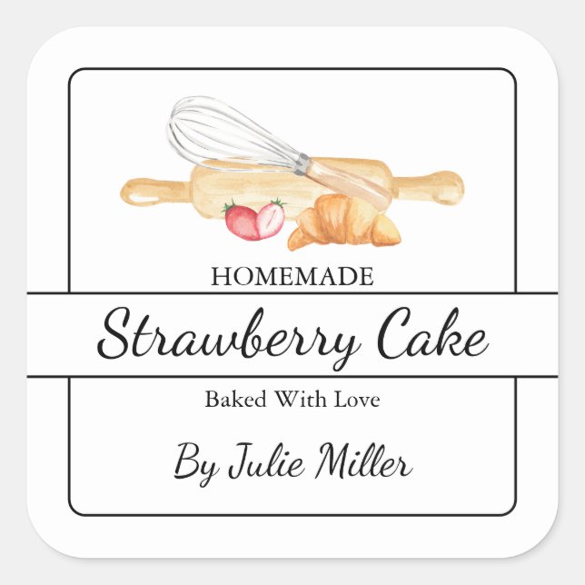 Simple Homemade Baking Square Label (Front)