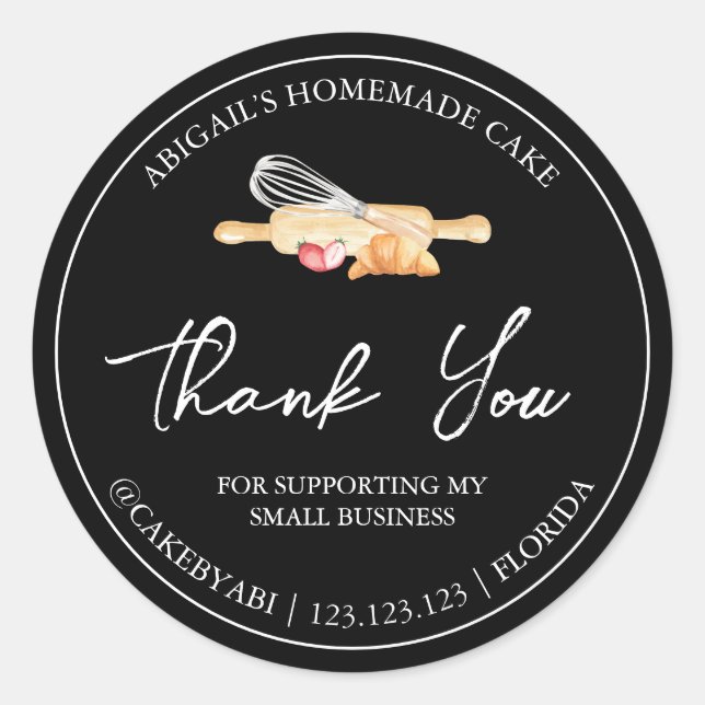 Simple Homemade Baking Thank You Label (Front)
