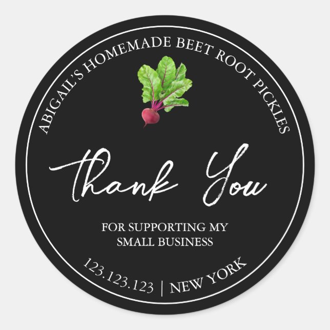 Simple Homemade Beet Root Pickle Thank You Label (Front)