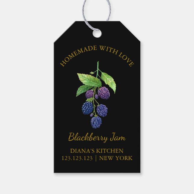 Simple Homemade Blackberry Jam Hang Tag l Black (Front)