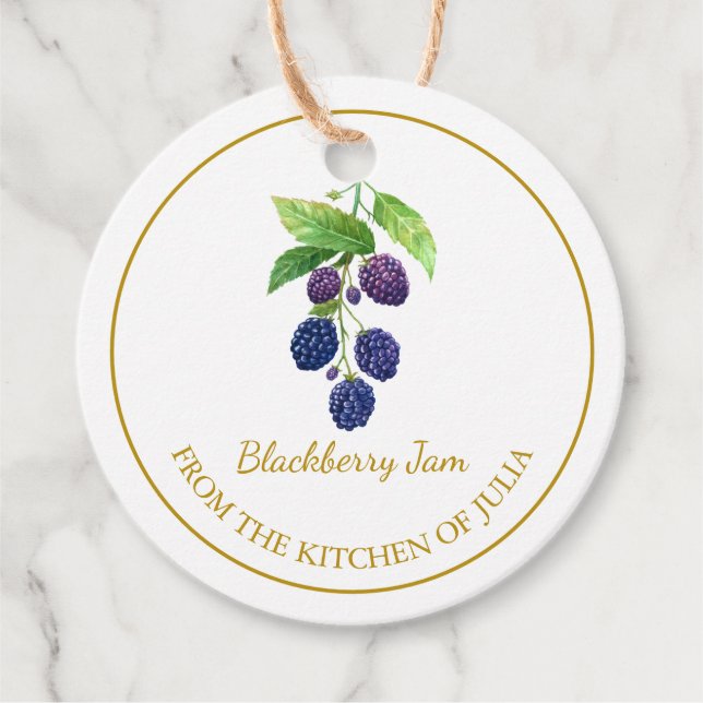 Simple Homemade Blackberry Jam Hang Tag | White (Front)