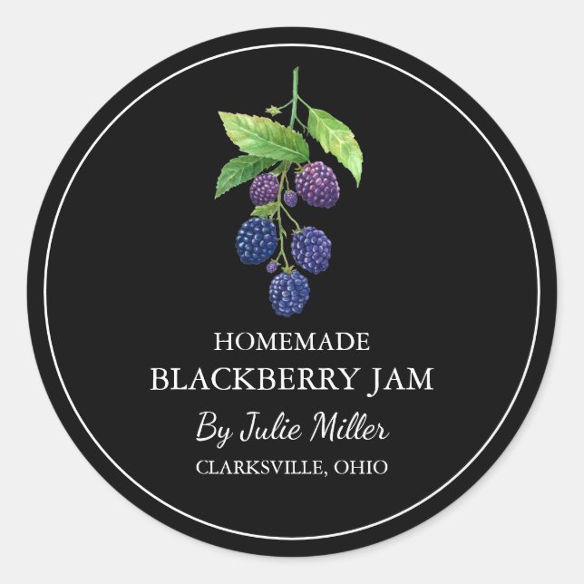Simple Homemade Blackberry Jam  Label (Front)