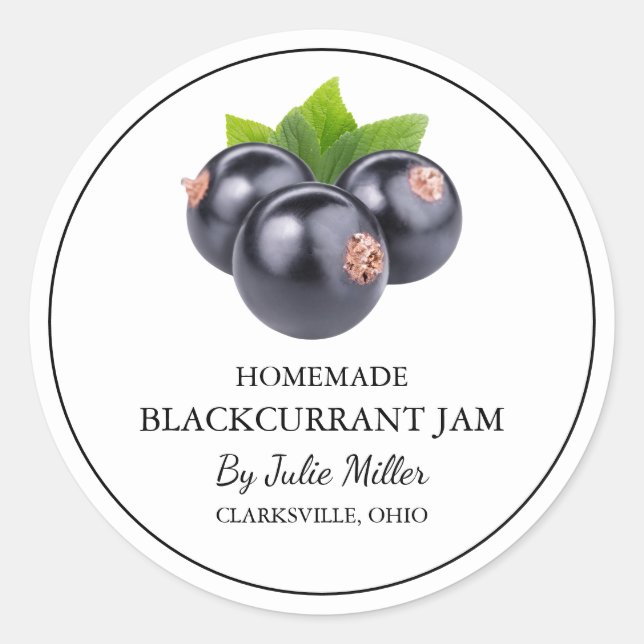 Simple Homemade Blackcurrant Jam Label (Front)