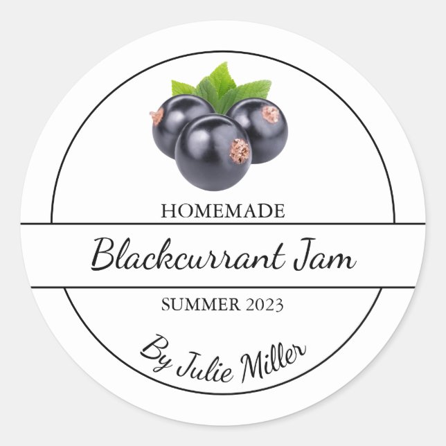 Simple Homemade Blackcurrant Jam Label (Front)