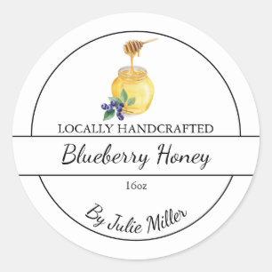 Simple Homemade Blueberry infused Honey Label