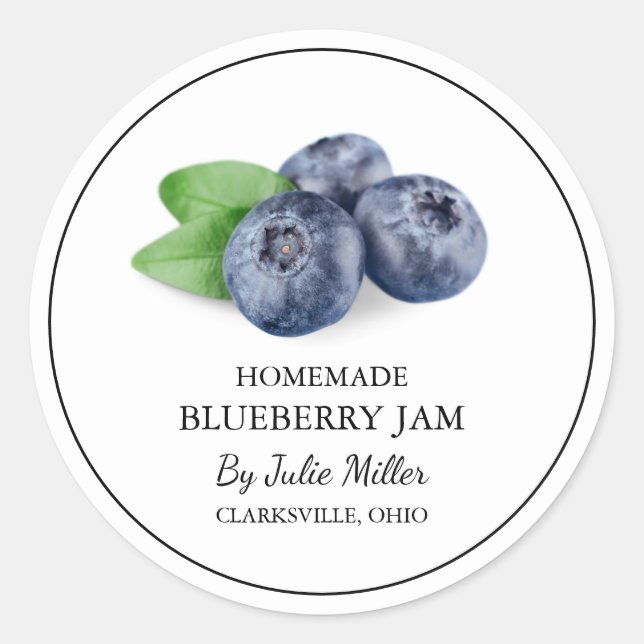 Simple Homemade Blueberry Jam Label (Front)