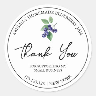 Simple Homemade Blueberry Jam Thank You Label
